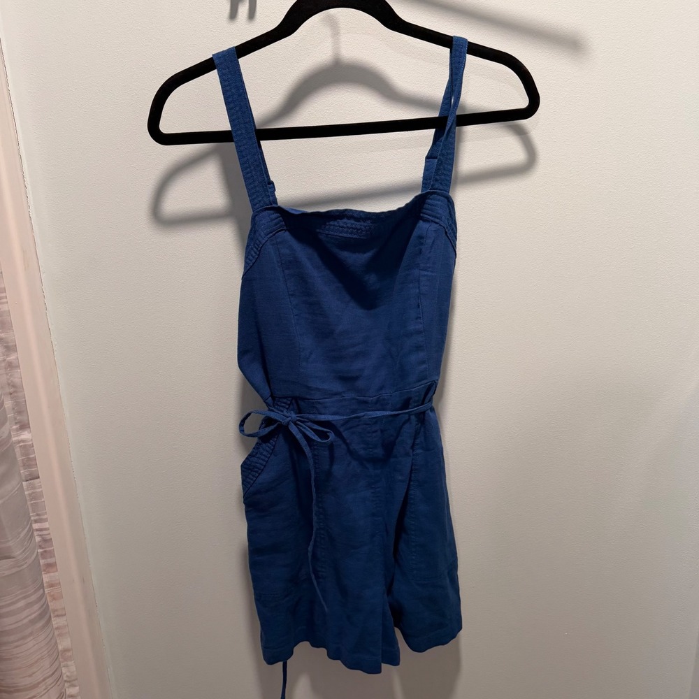 Old Navy‎ Linen Blend Romper Blue Medium Boho Summer Beach Casual
